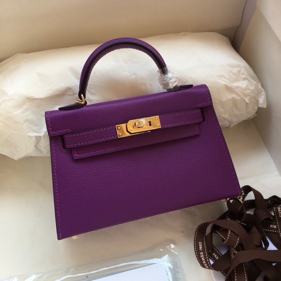 Hermes Kelly Mini II Bag 19CM In Anemone Epsom Leather